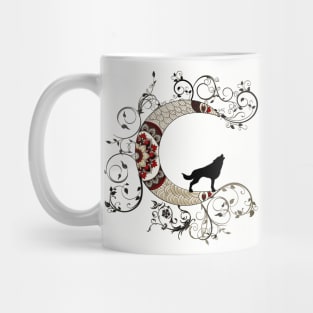 Wonderful mandala moon with wolf Mug